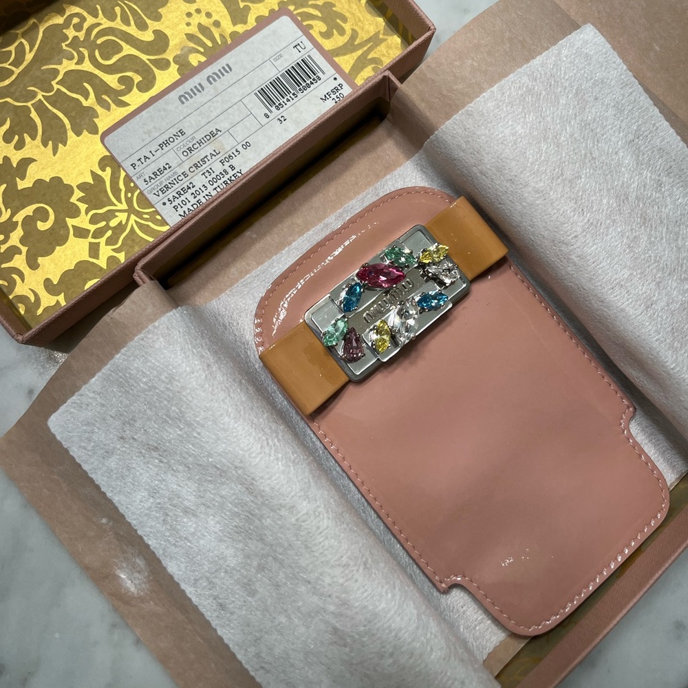 Miu Miu Crystal Bow Phone/Card Holder